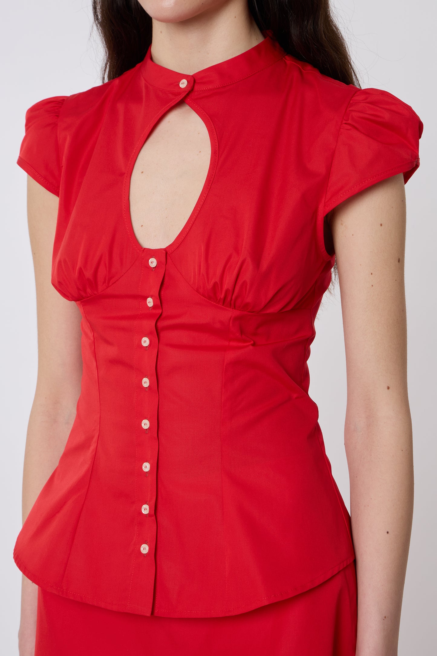 Berta Top in Red Cotton