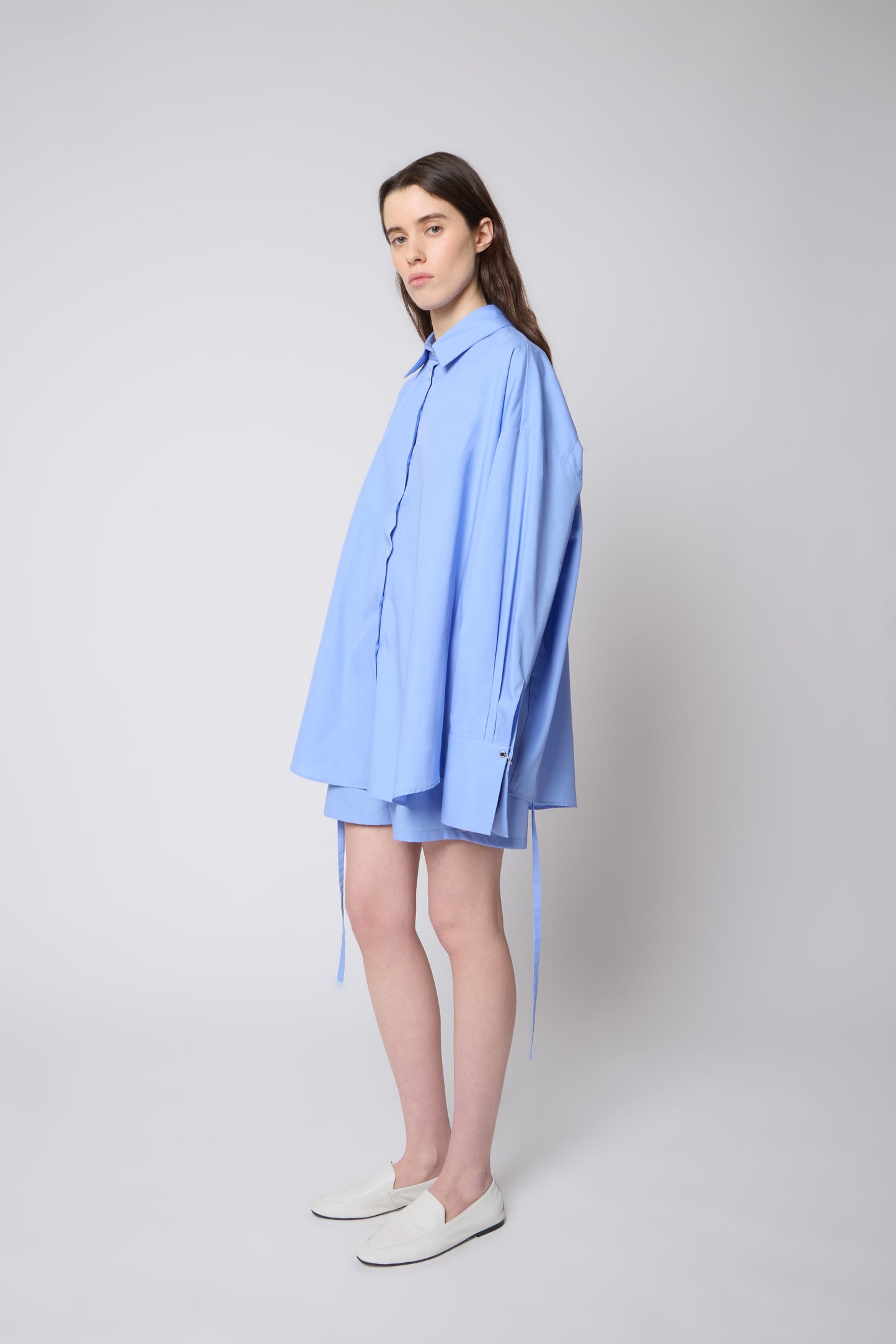 Timothée Shorts in Azure Cotton