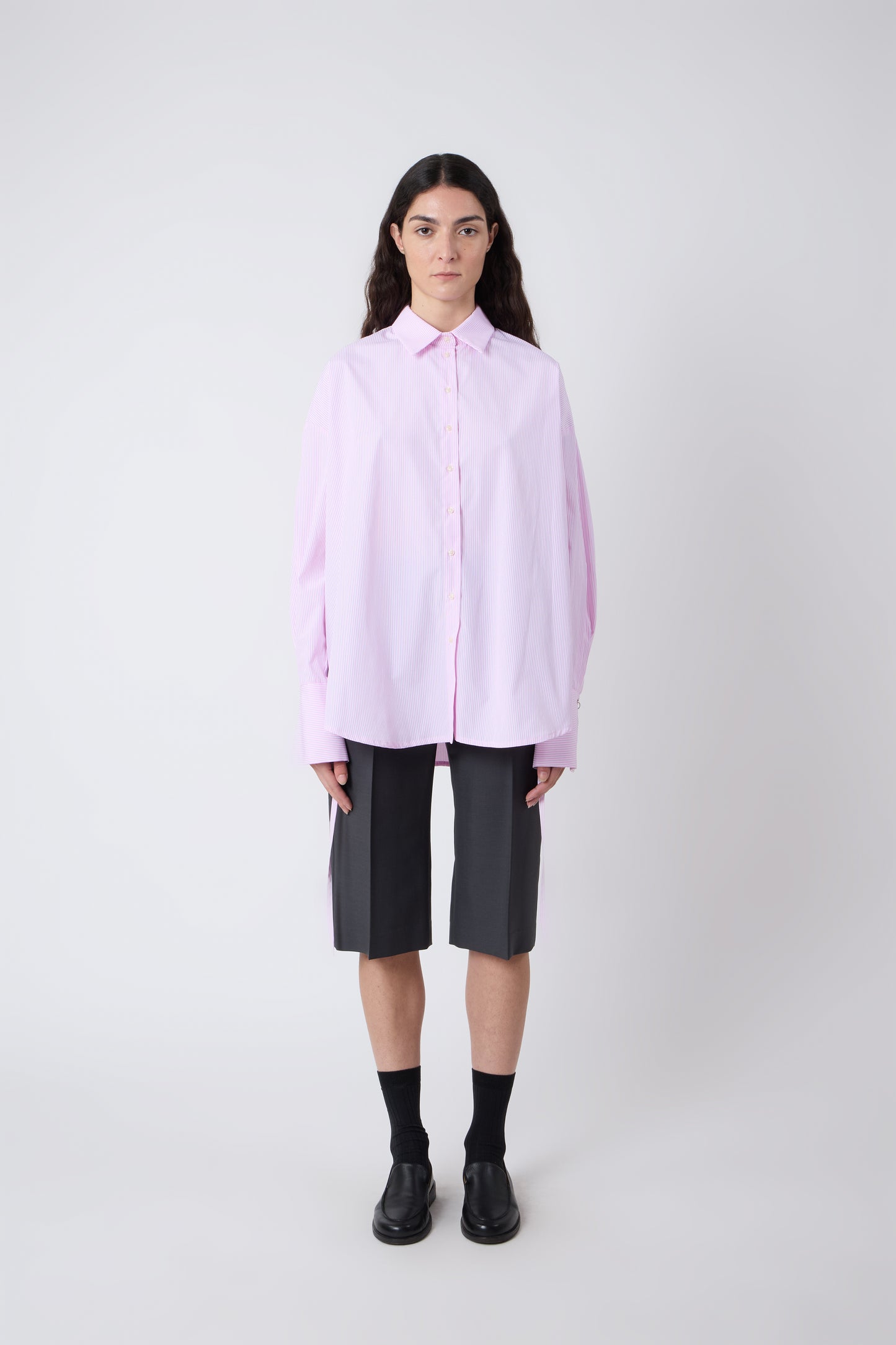 Camicia in Pink Striped Cotton - Archive