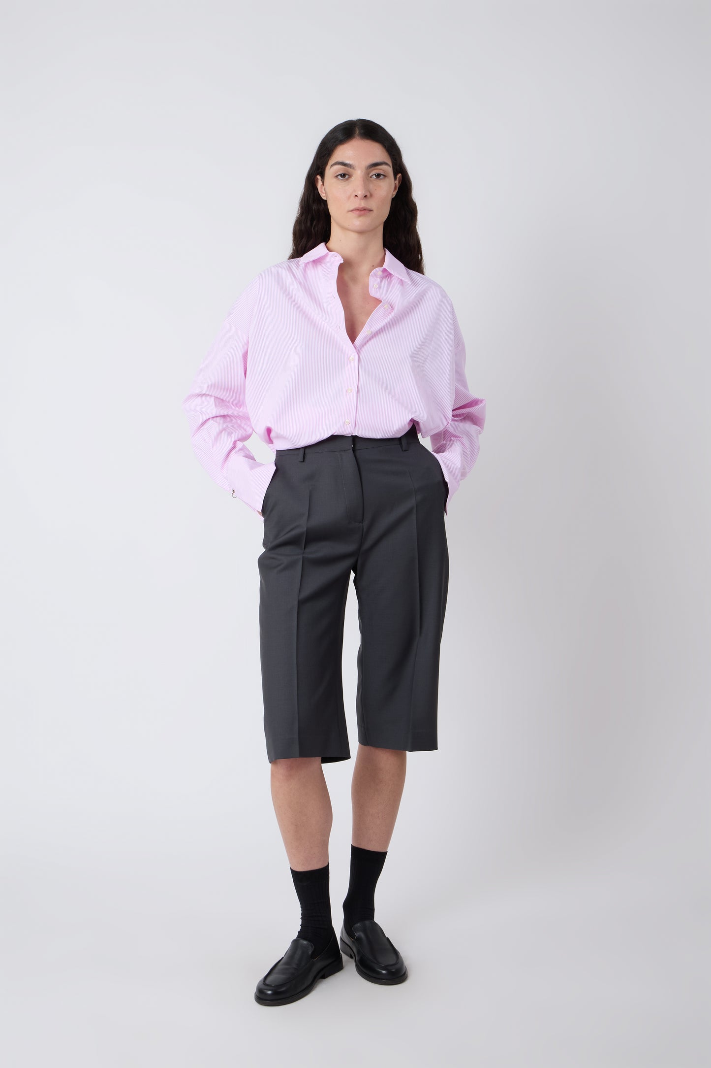 Camicia in Pink Striped Cotton - Archive