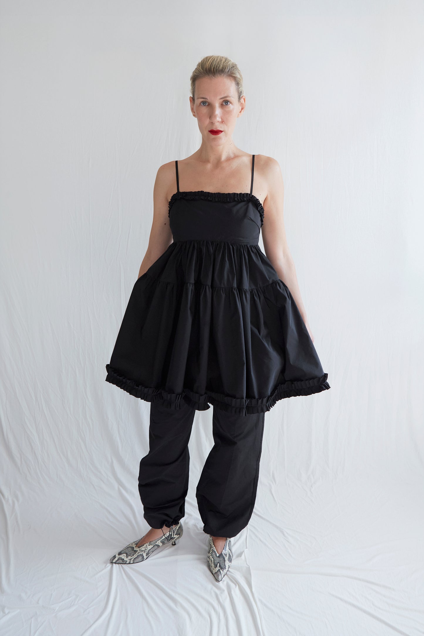 Emile Trousers in Black Nylon