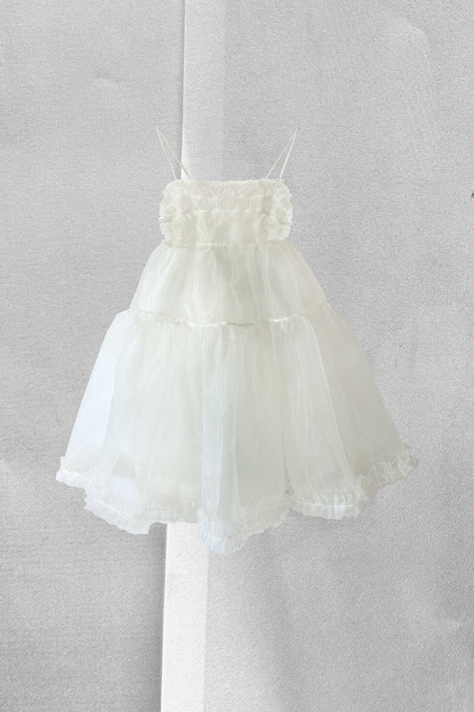 Eloise Dress in Cream Ruched Organza