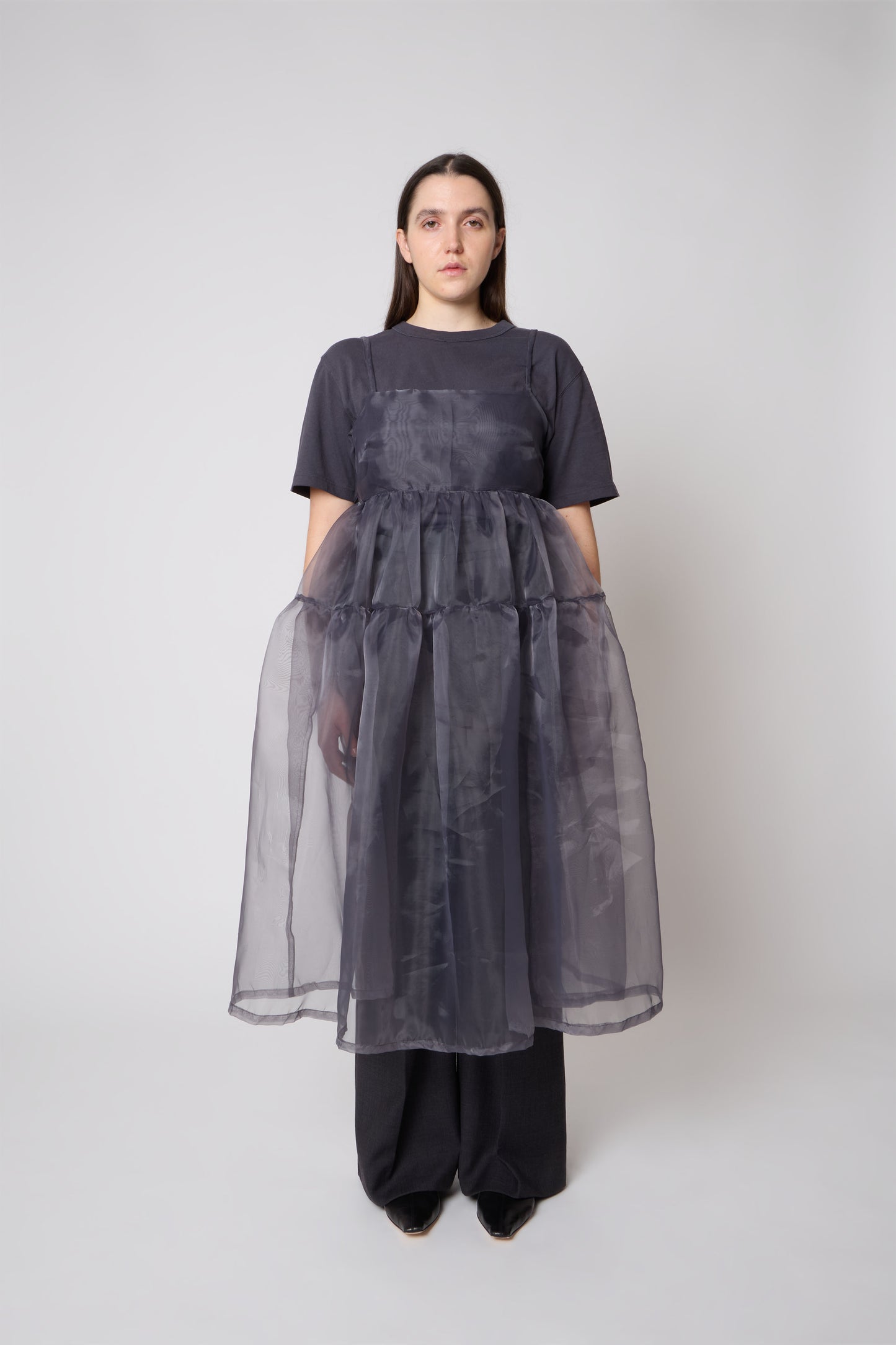 Eloise Dress in Organza Grey