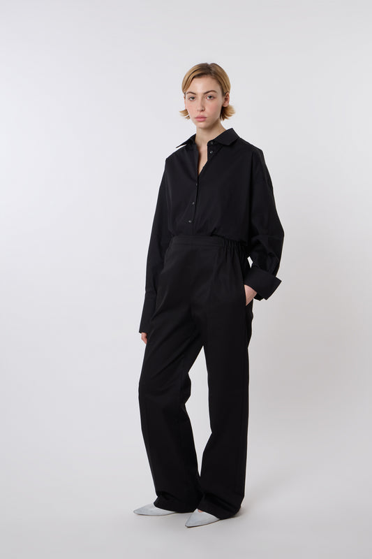 Emile Trousers in Black Cotton