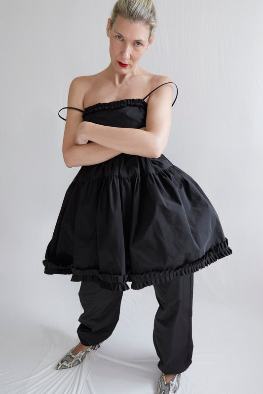 Eloise Dress in Black Ruched Nylon