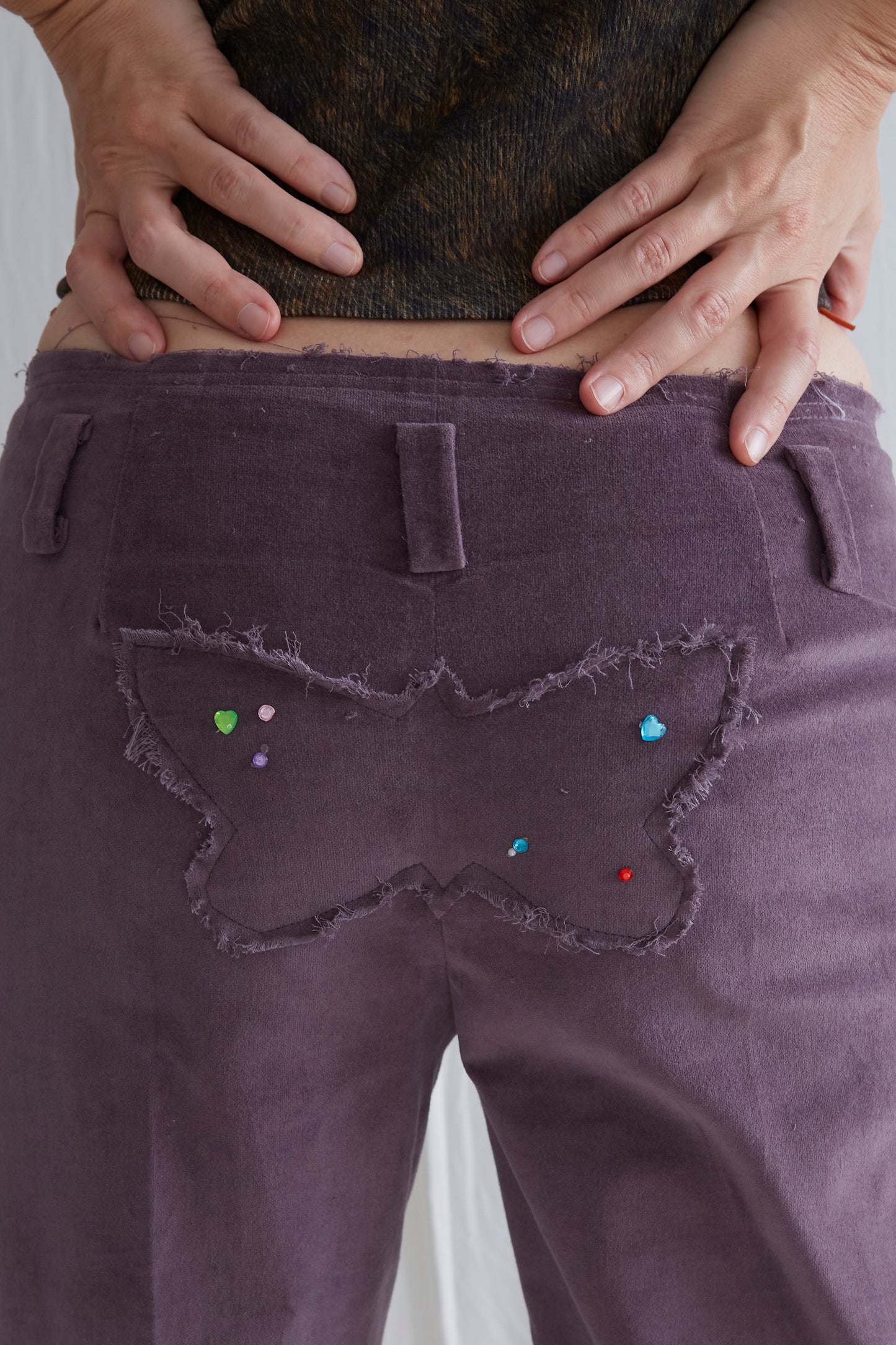 Butterfly Trousers in Mauve Velvet
