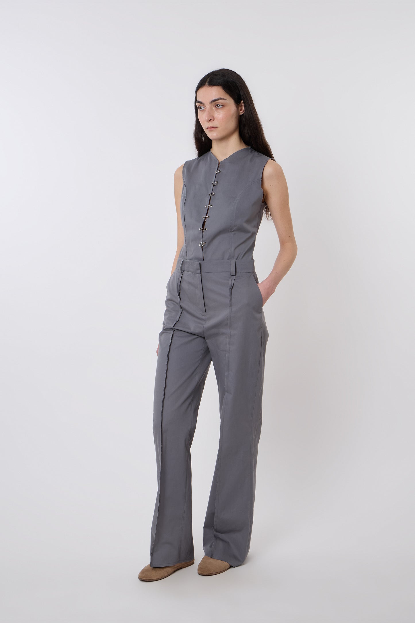 Gaspard Trousers in Grey Cotton - Archive