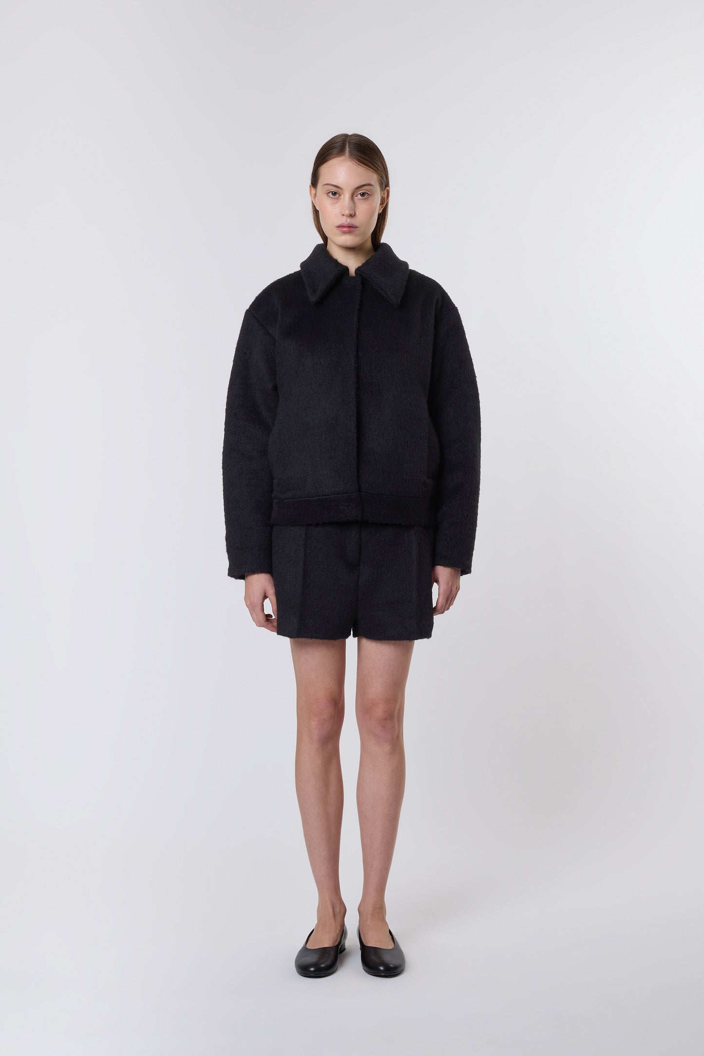 Olga Jacket in Black Brushed Wool