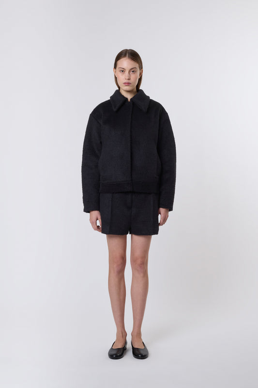 Olga Jacket in Black Brushed Wool
