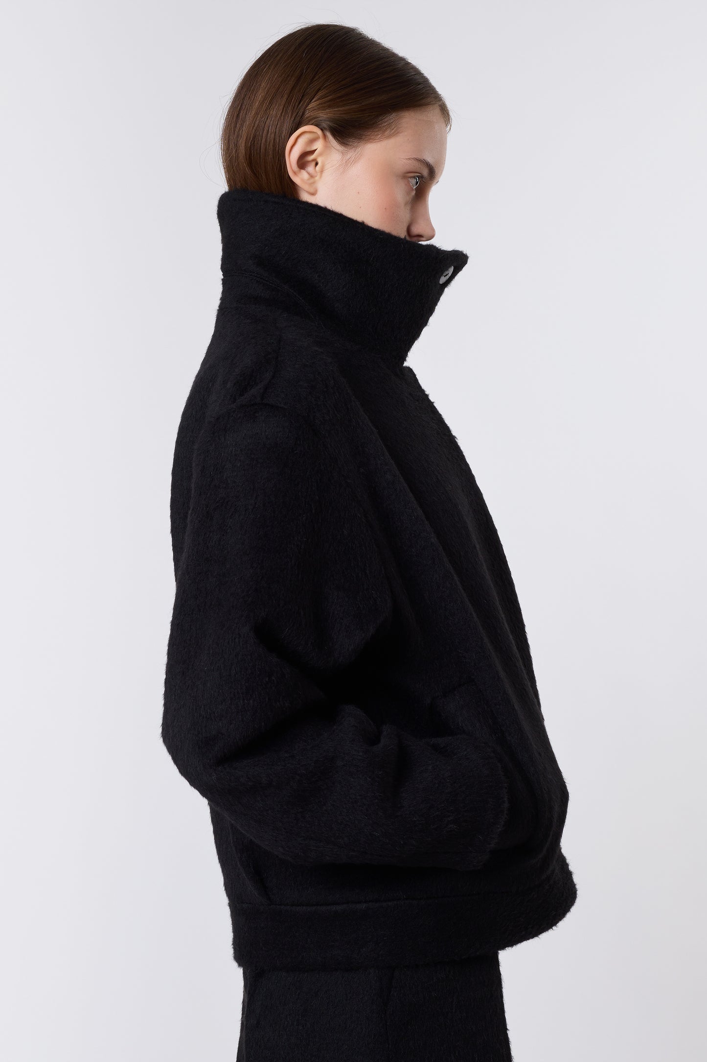 Olga Jacket in Black Brushed Wool