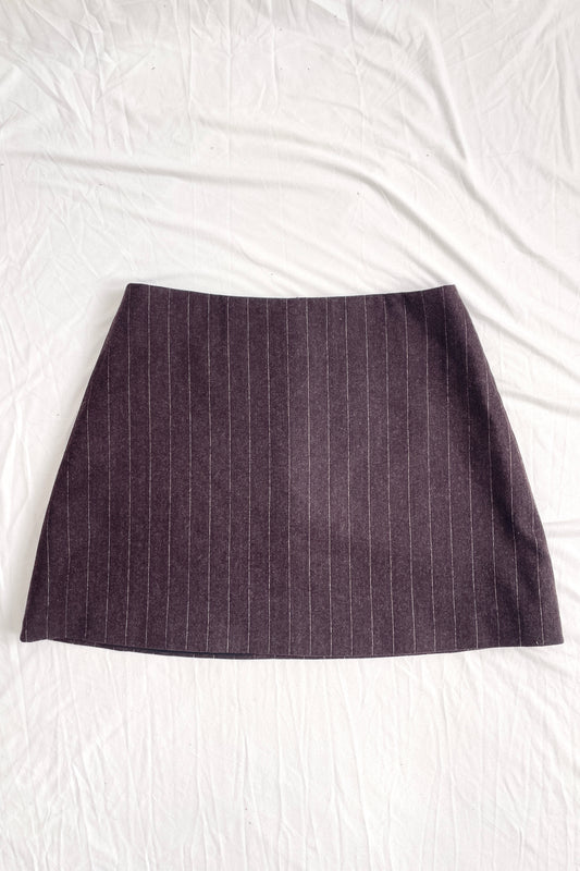 Lea Skirt in Gessato Brown Wool
