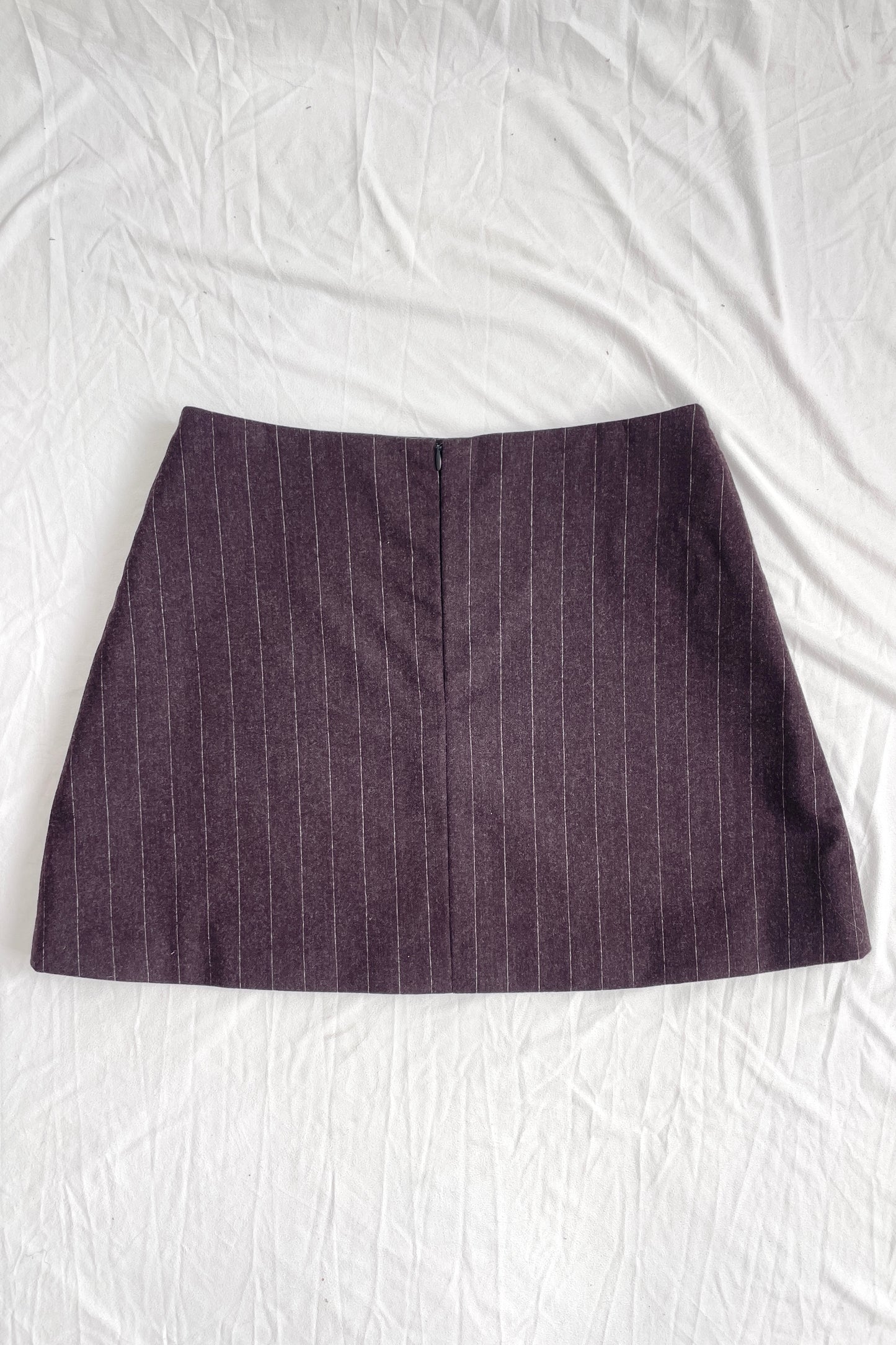 Lea Skirt in Gessato Brown Wool