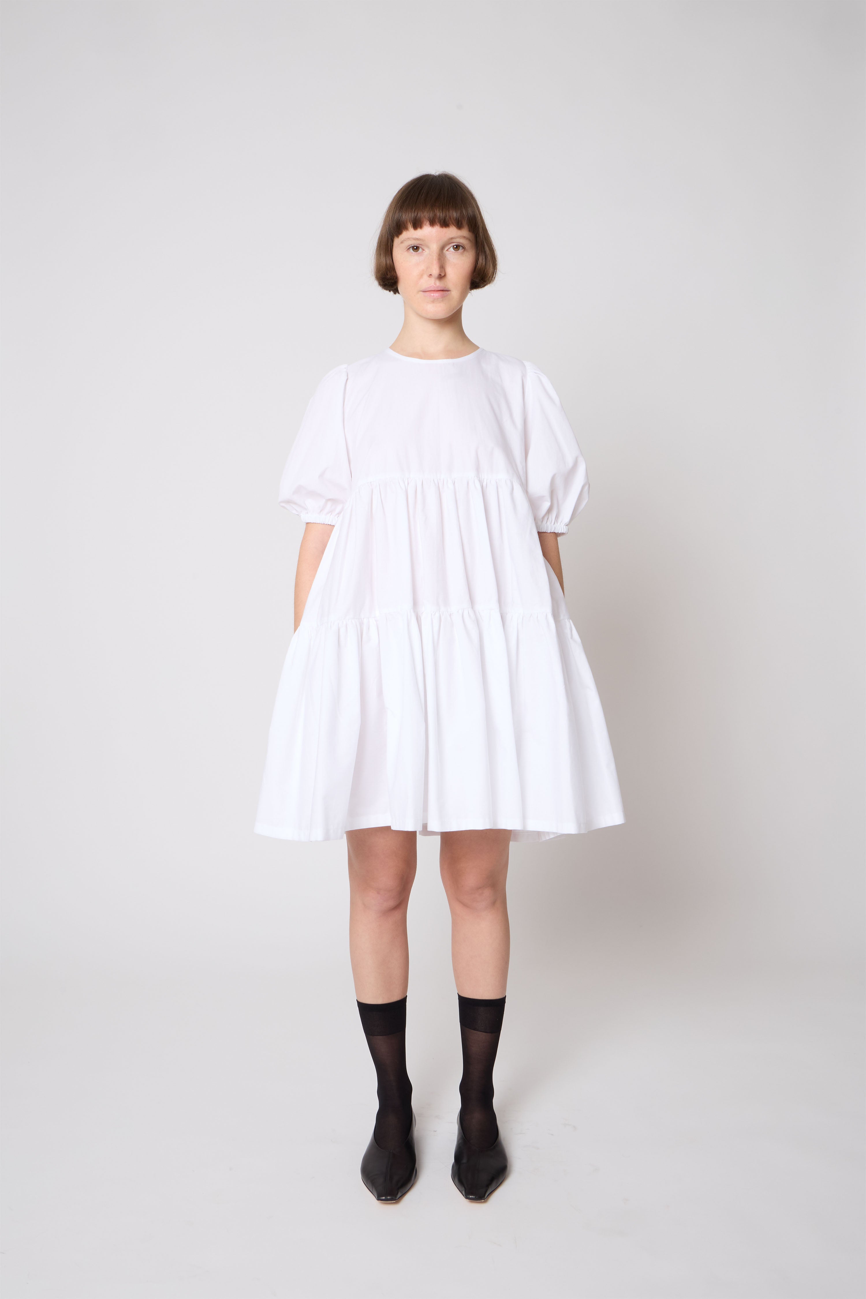 Isabelle Dress in White Cotton Catheclisma