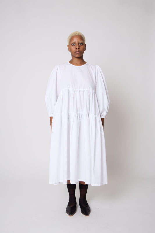 Isabelle Dress in White Cotton - Archive
