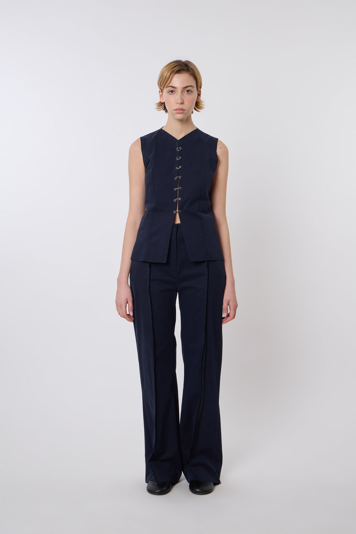 Macondo Vest in Blue Cotton