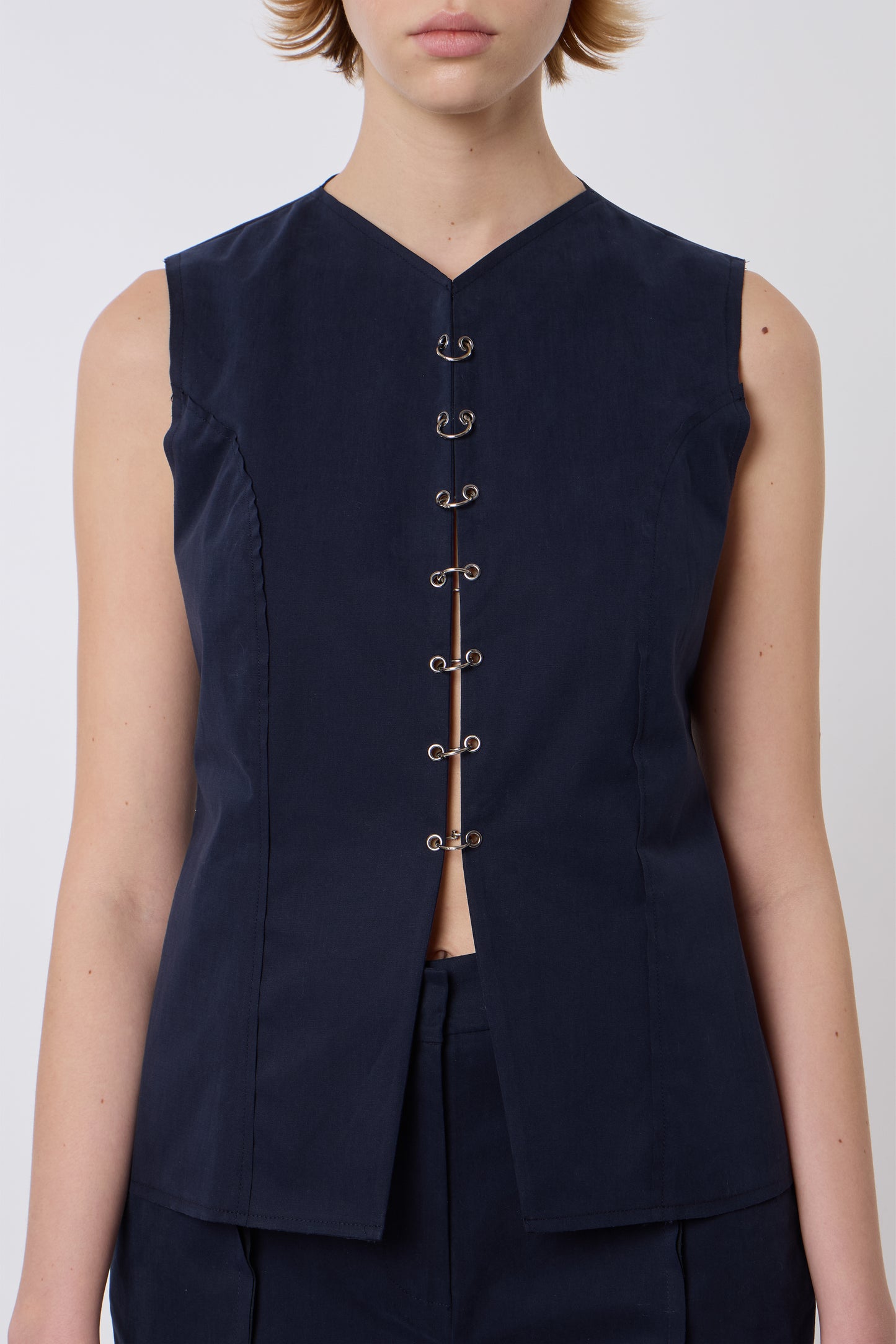 Macondo Vest in Blue Cotton