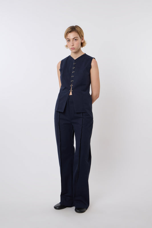 Macondo Vest in Blue Cotton