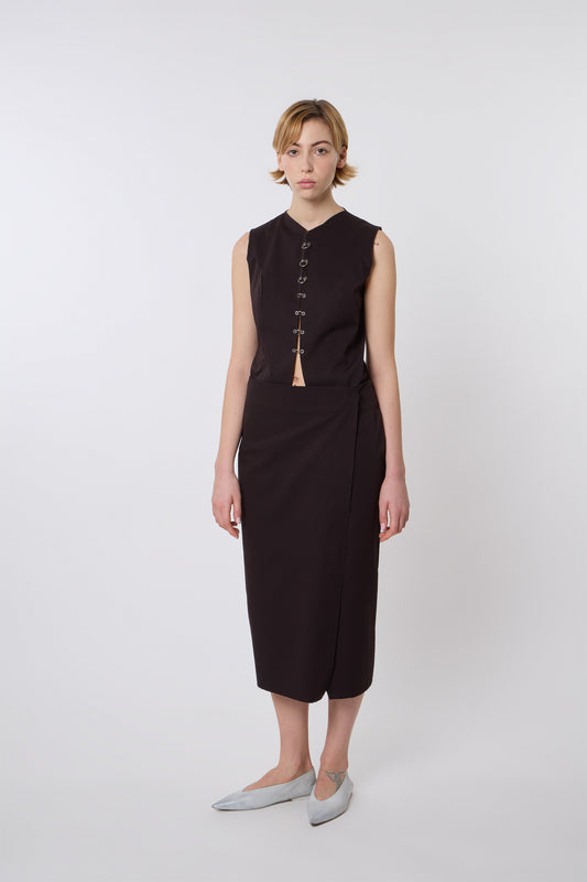 Madeleine Skirt in Brown Cotton