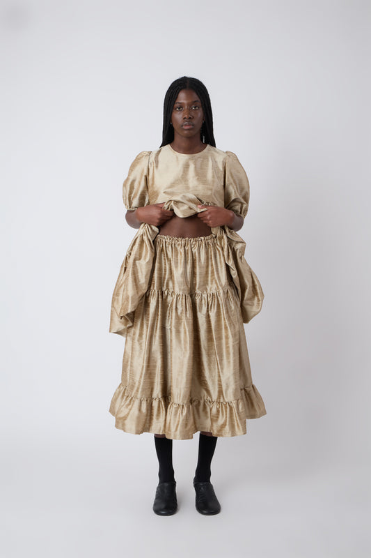 Margot Skirt in Gold Shantung - Archive