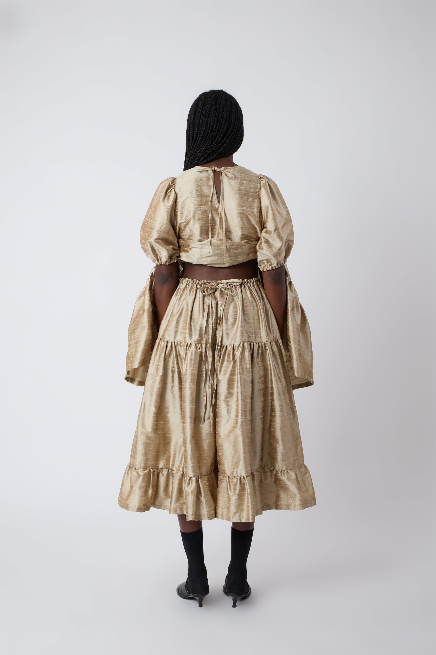 Margot Skirt in Gold Shantung - Archive