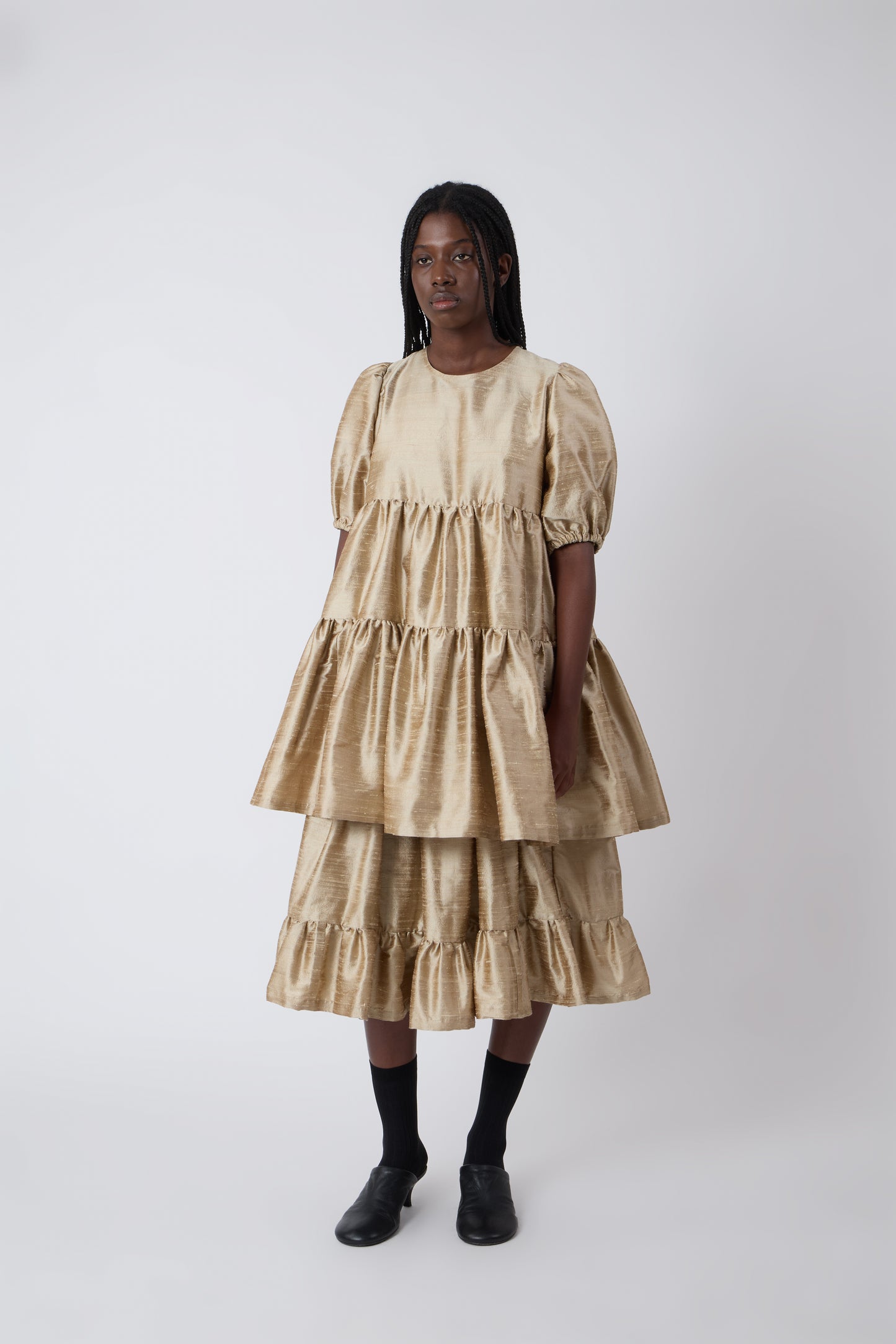 Margot Skirt in Gold Shantung - Archive