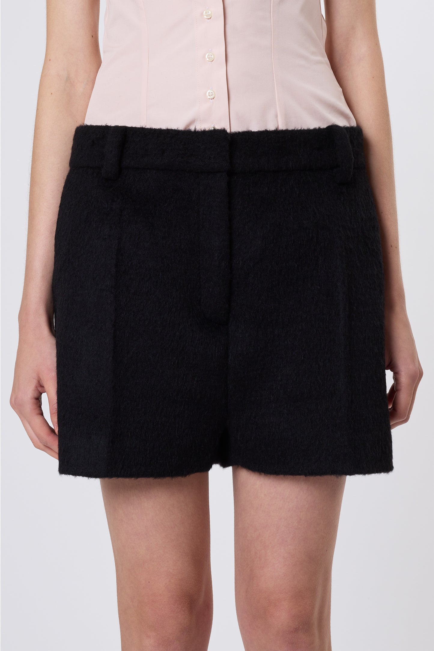 Sol Shorts in Black Brushed Wool