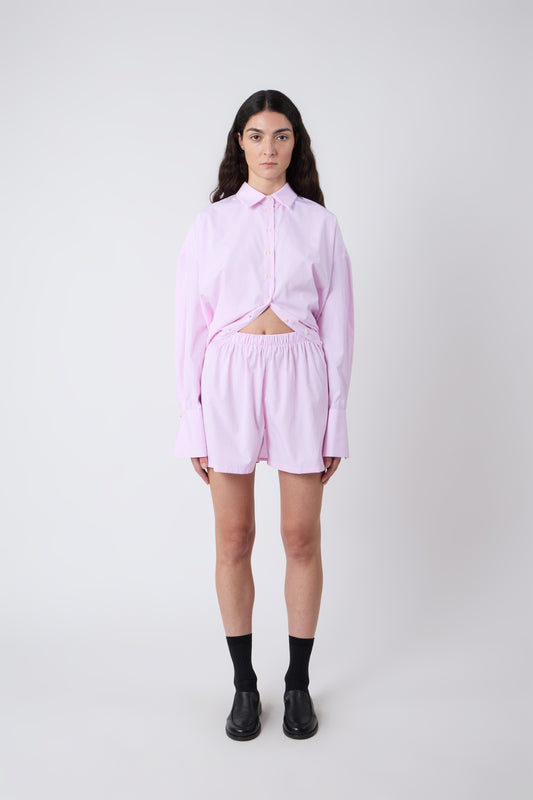 Timothée Shorts in Pink Pinstripe Cotton