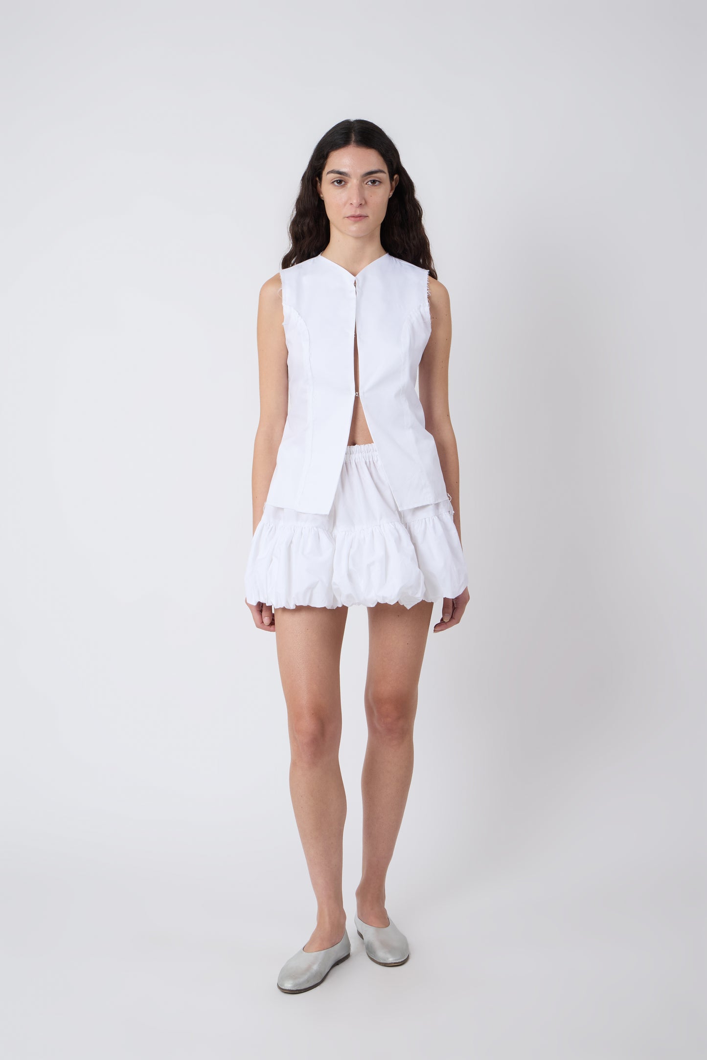 Vivienne Vest in White Cotton - Archive