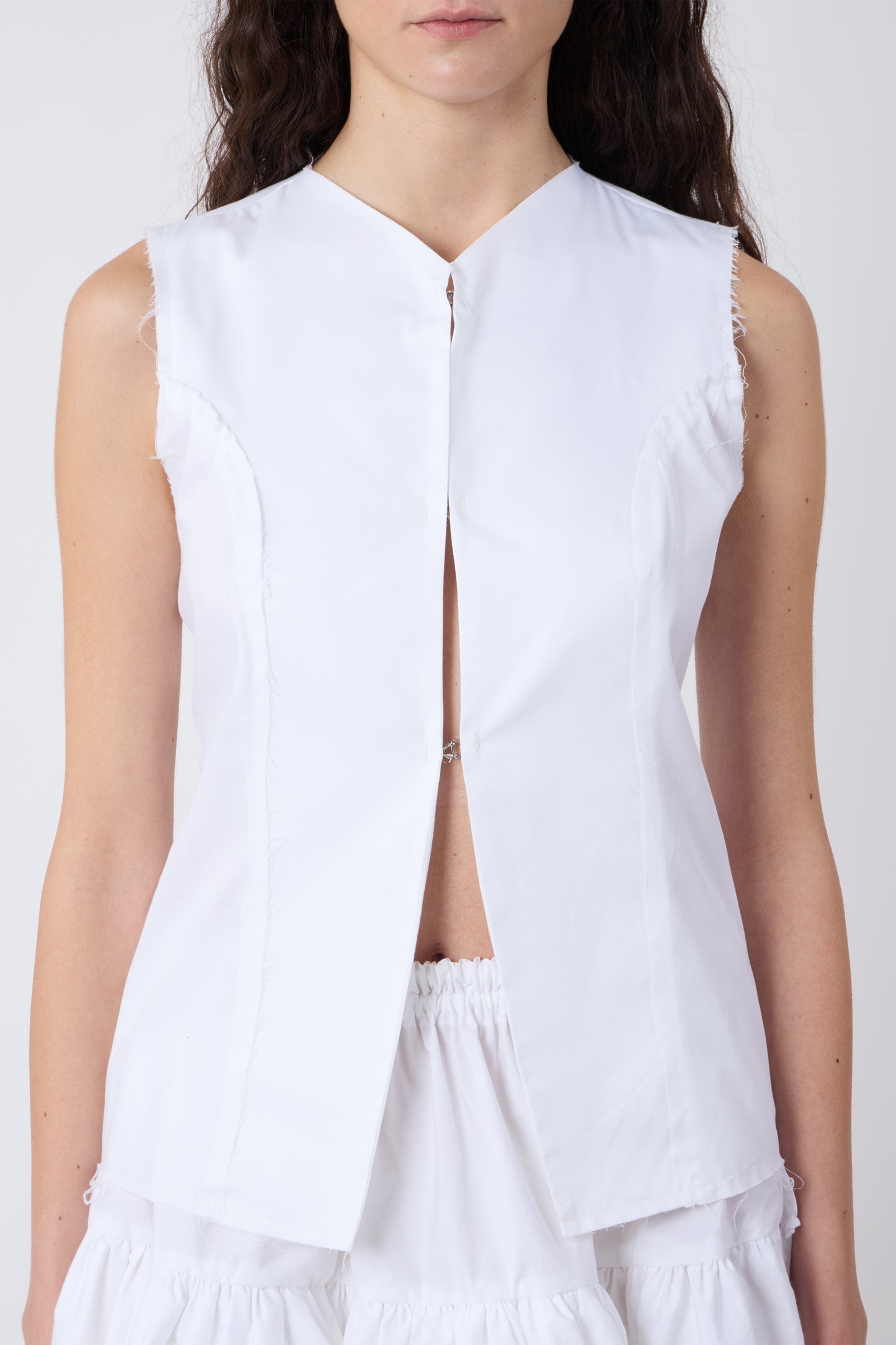 Vivienne Vest in White Cotton - Archive