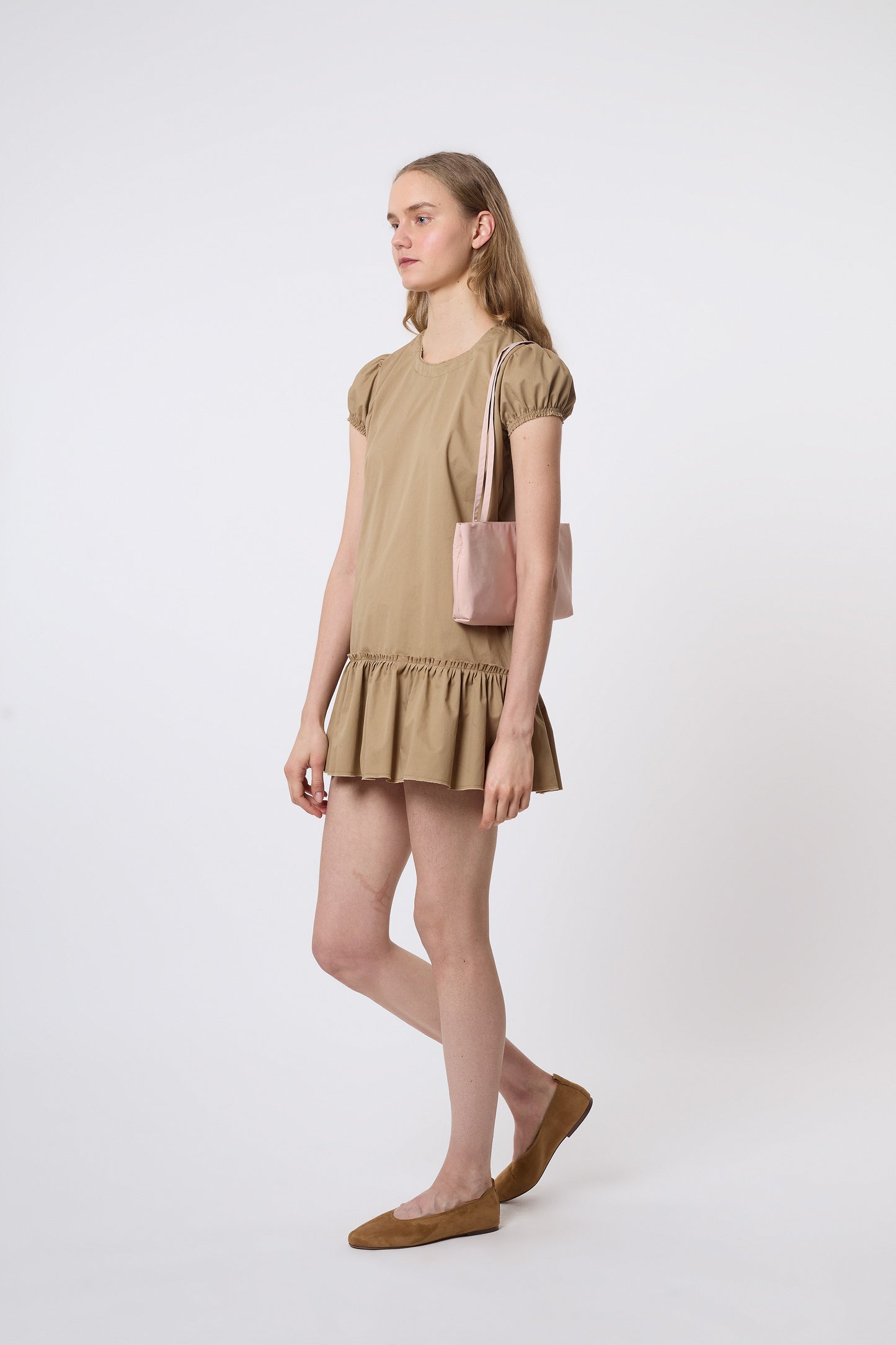 Bebe Dress in Beige Cotton