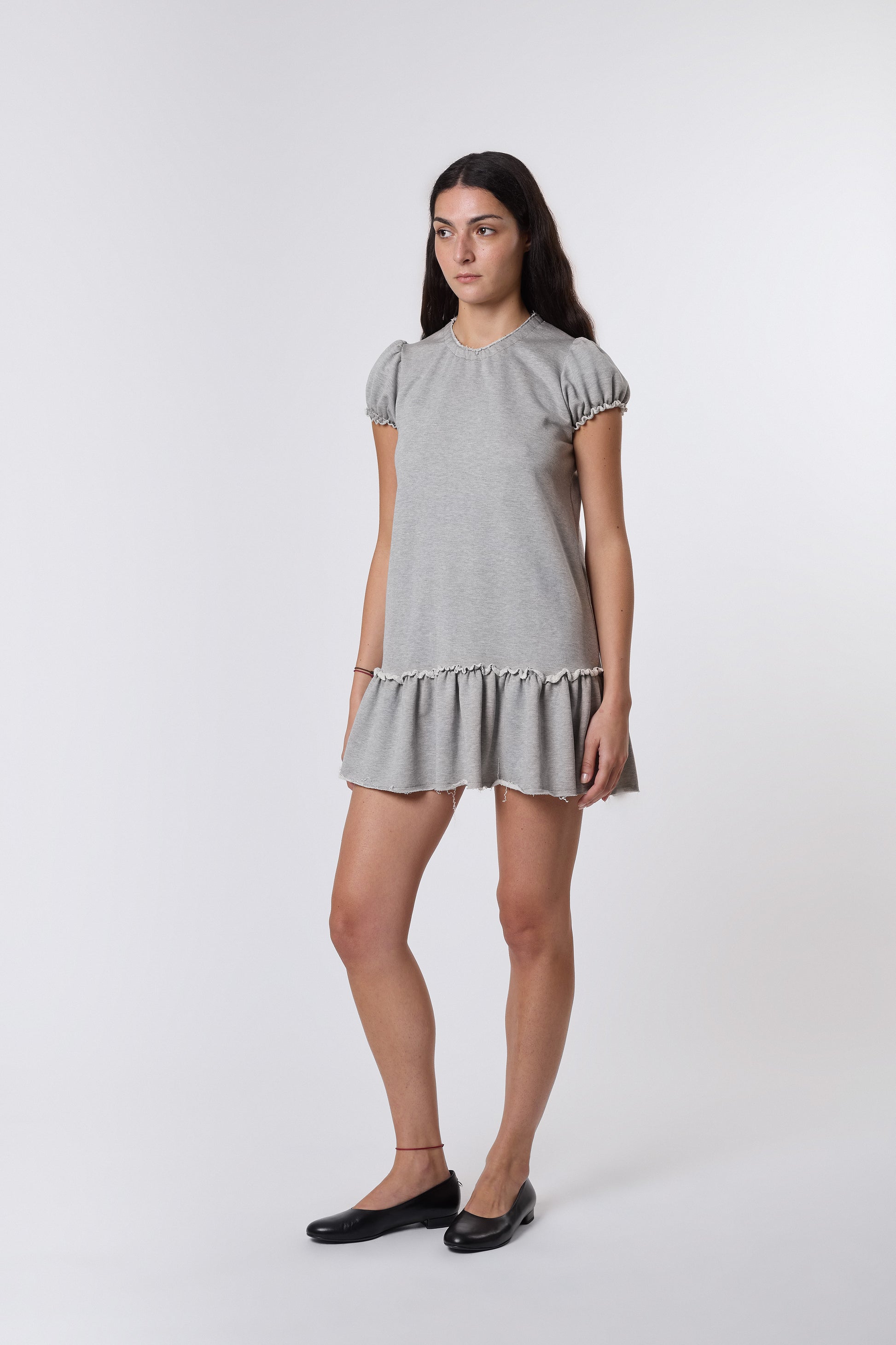bebe grey dress Yo Baby Grey Solid Color Sleeve & Neck Gathered Toddler Dress 2