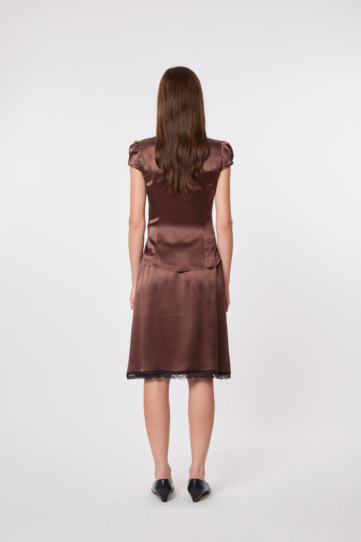 Berta Top in Brown Silk