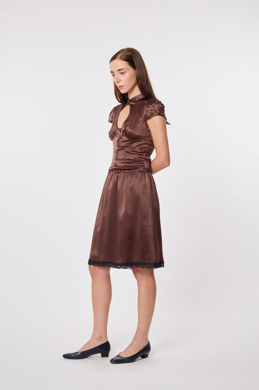 Berta Top in Brown Silk