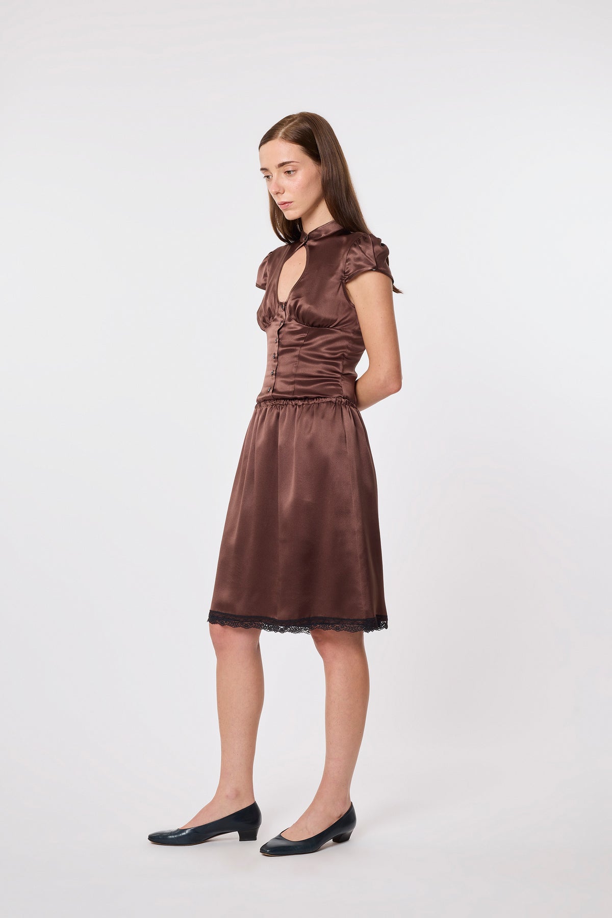 Pauline Skirt in Brown Silk