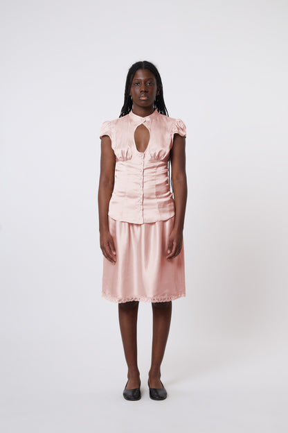 Berta Top in Coral Satin
