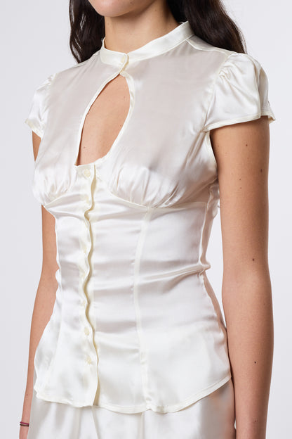 Berta Top in Ivory Silk