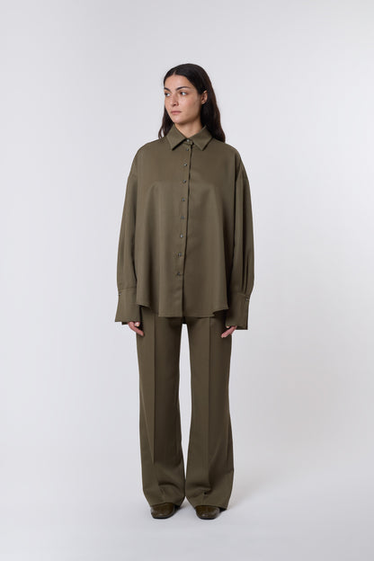 Camicia in Olive Wool