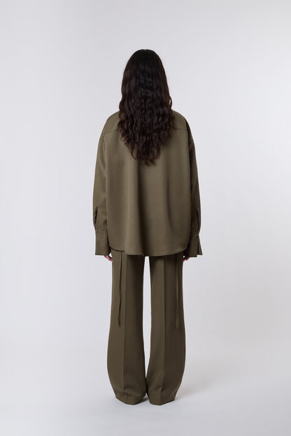 Camicia in Olive Wool