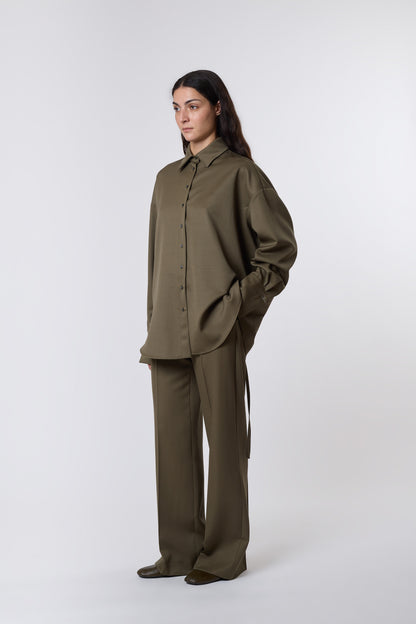 Camicia in Olive Wool