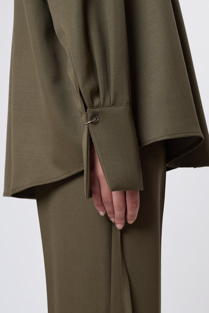 Camicia in Olive Wool
