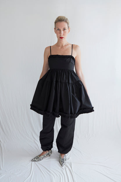 Eloise Dress in Black Ruched Nylon