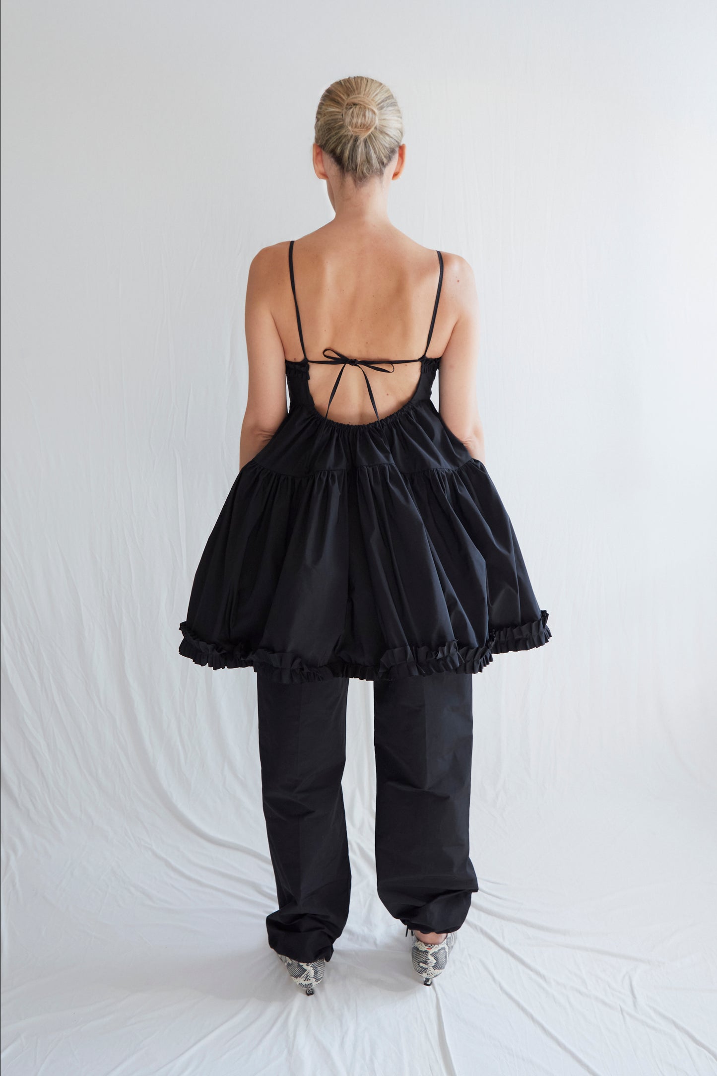 Eloise Dress in Black Ruched Nylon