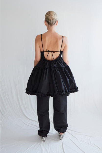 Eloise Dress in Black Ruched Nylon