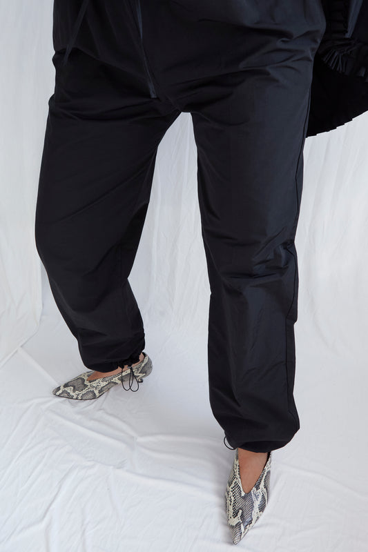 Emile Trousers in Black Nylon