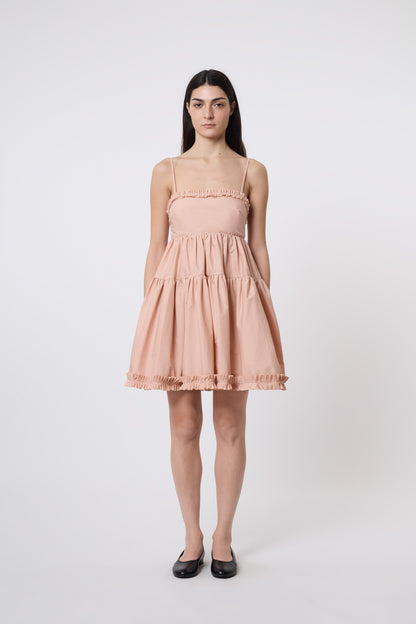 Eloise Dress in Coral Cotton