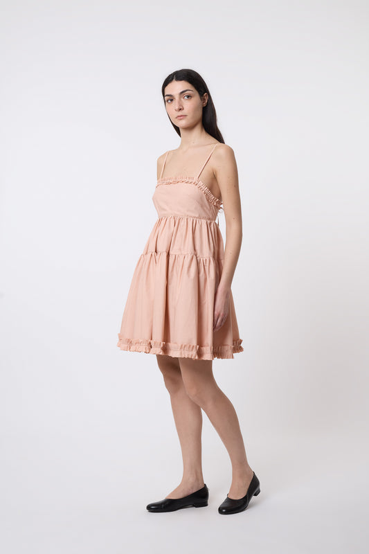 Eloise Dress in Coral Cotton