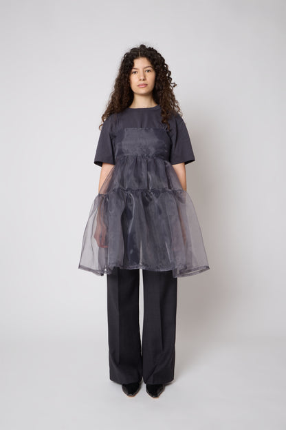Eloise Dress in Organza Grey