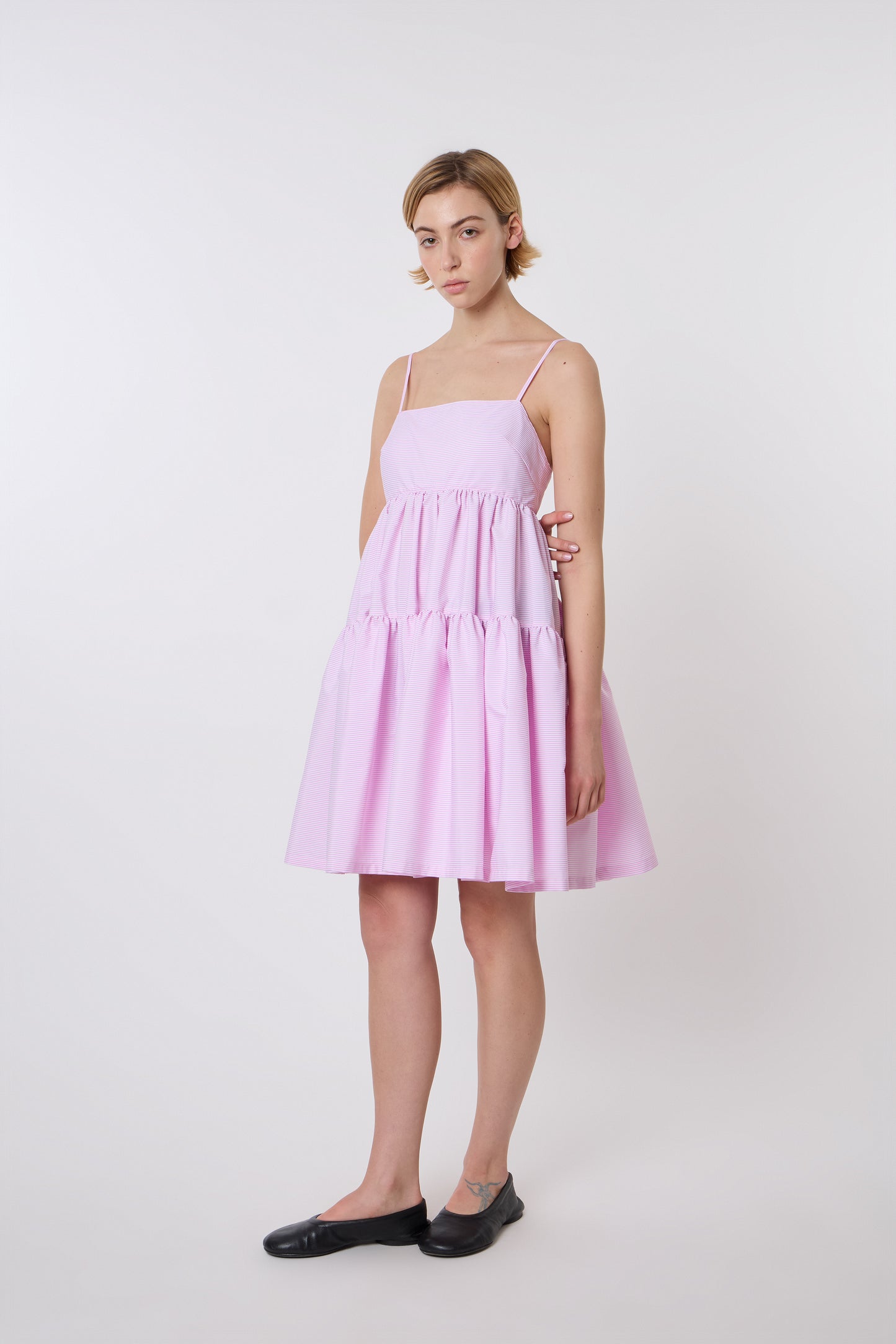 Eloise Dress in Pink Striped Cotton