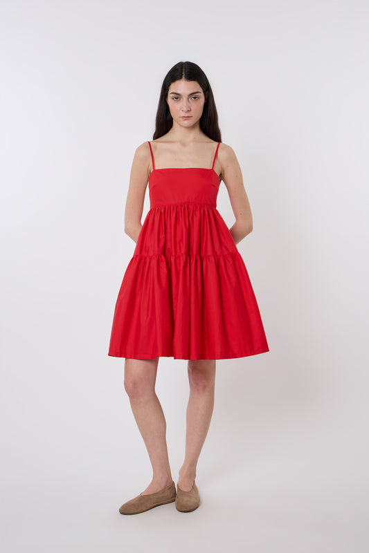 Eloise Dress in Red Cotton