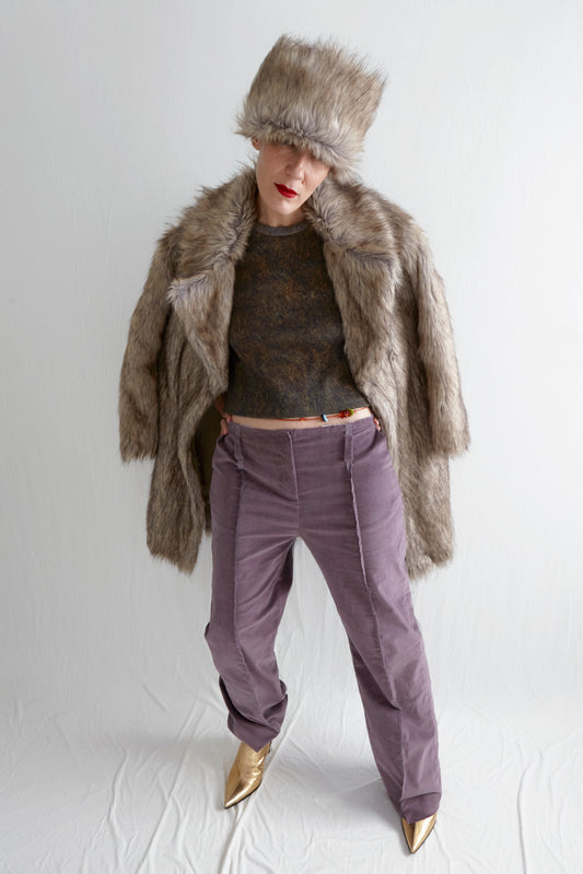 Butterfly Trousers in Mauve Velvet